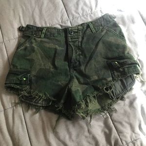 NWT Free people camo distressed shorts